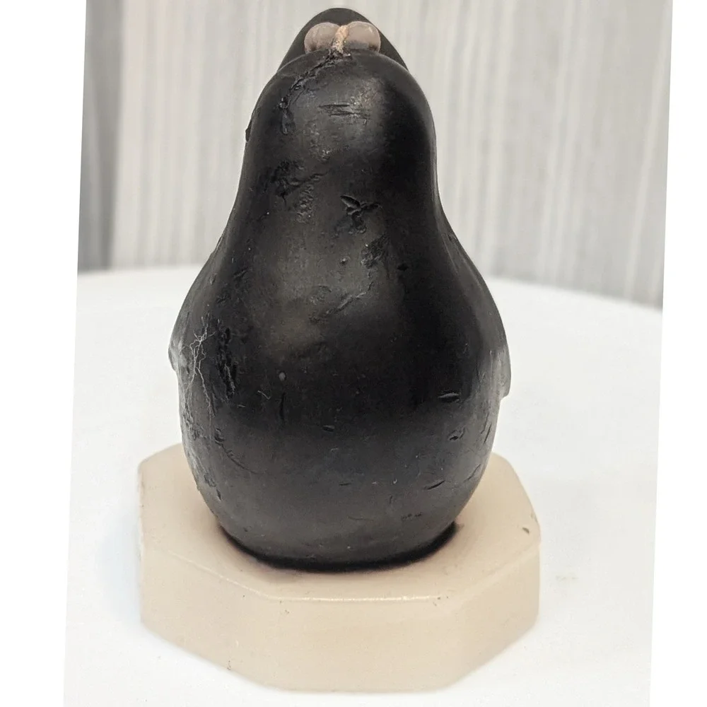 Northern Lights Vtg Wax Candle Penguin Figurine Red Bow Tie 3.5